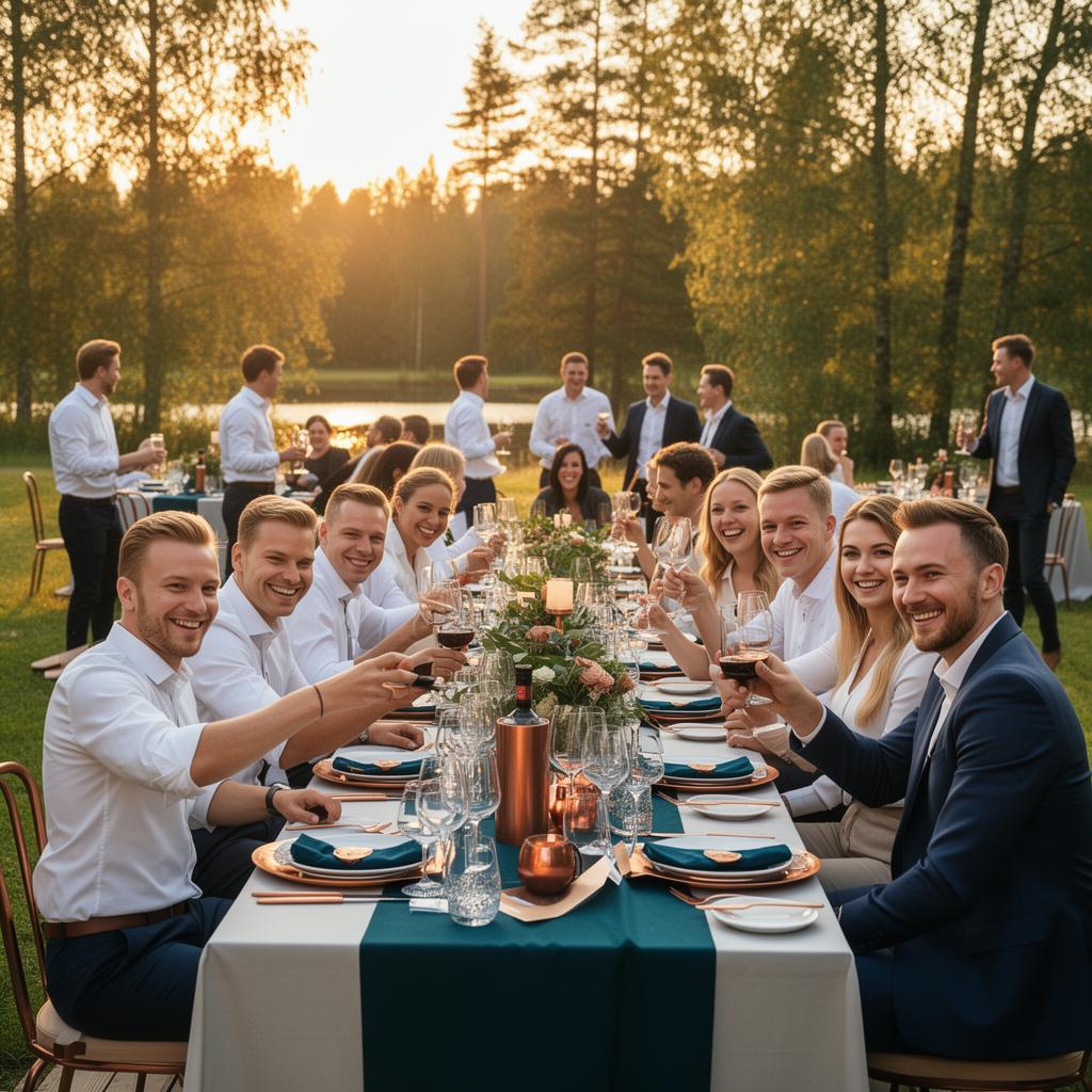 Firma suvepäevad looduses, tiim koos väljas
